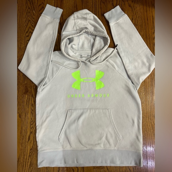 Under Armour Women’s Gray Neon Logo Hoodie Sweatshirt Size Large - Picture 2 of 3